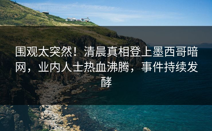 围观太突然！清晨真相登上墨西哥暗网，业内人士热血沸腾，事件持续发酵