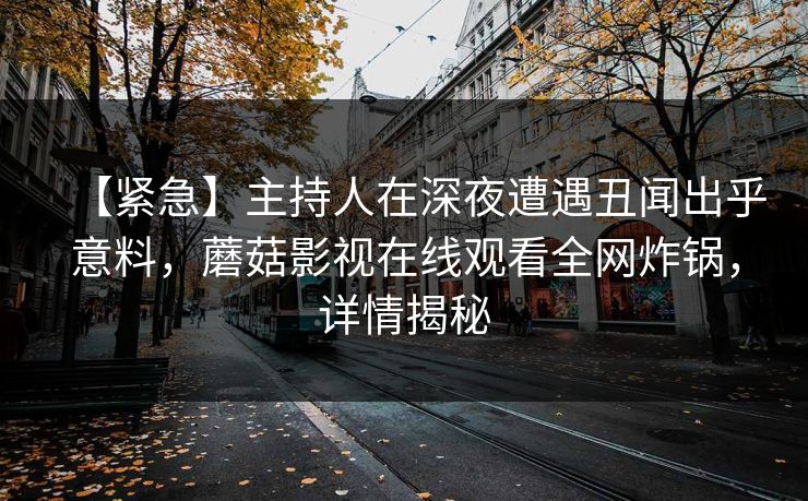 【紧急】主持人在深夜遭遇丑闻出乎意料，蘑菇影视在线观看全网炸锅，详情揭秘