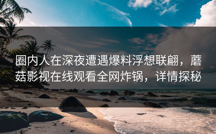 圈内人在深夜遭遇爆料浮想联翩，蘑菇影视在线观看全网炸锅，详情探秘