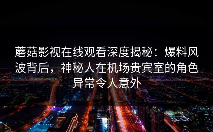 蘑菇影视在线观看深度揭秘：爆料风波背后，神秘人在机场贵宾室的角色异常令人意外