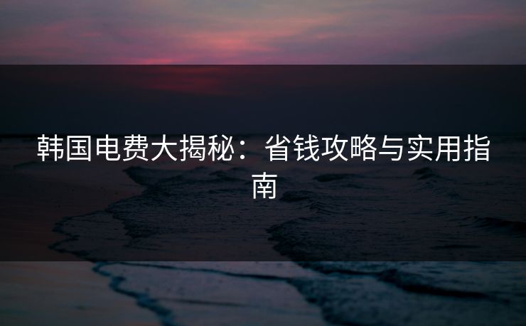 韩国电费大揭秘：省钱攻略与实用指南