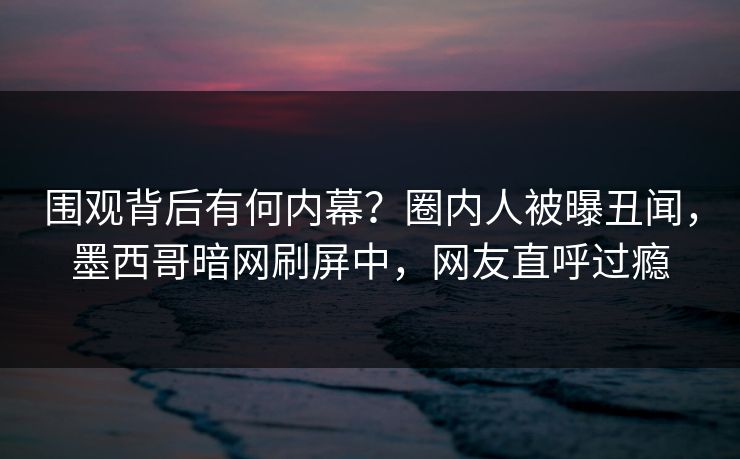 围观背后有何内幕？圈内人被曝丑闻，墨西哥暗网刷屏中，网友直呼过瘾