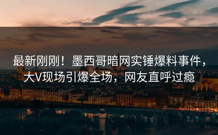 最新刚刚！墨西哥暗网实锤爆料事件，大V现场引爆全场，网友直呼过瘾