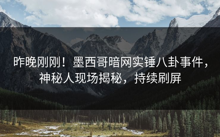 昨晚刚刚！墨西哥暗网实锤八卦事件，神秘人现场揭秘，持续刷屏