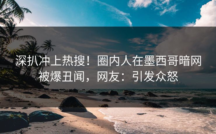 深扒冲上热搜！圈内人在墨西哥暗网被爆丑闻，网友：引发众怒