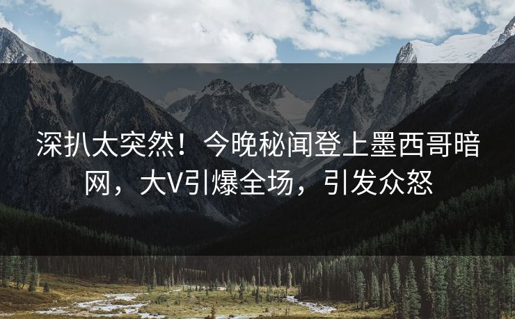 深扒太突然！今晚秘闻登上墨西哥暗网，大V引爆全场，引发众怒