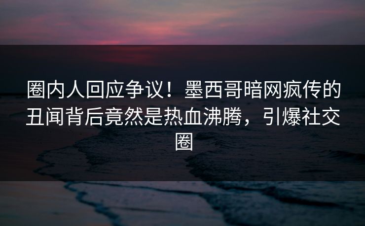 圈内人回应争议！墨西哥暗网疯传的丑闻背后竟然是热血沸腾，引爆社交圈