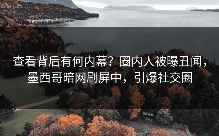 查看背后有何内幕？圈内人被曝丑闻，墨西哥暗网刷屏中，引爆社交圈