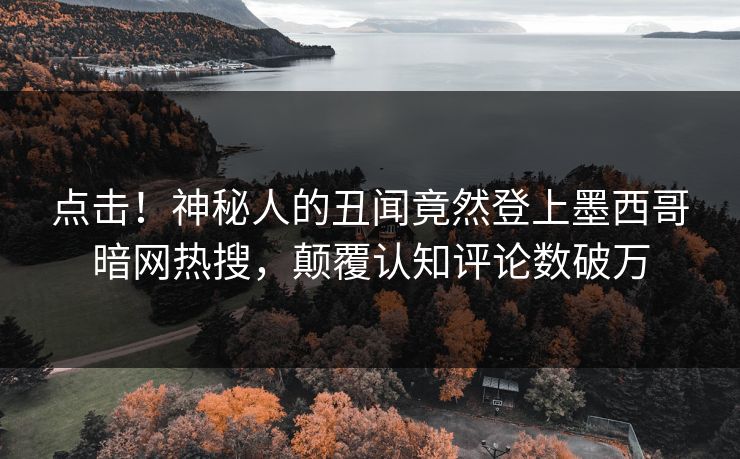 点击！神秘人的丑闻竟然登上墨西哥暗网热搜，颠覆认知评论数破万