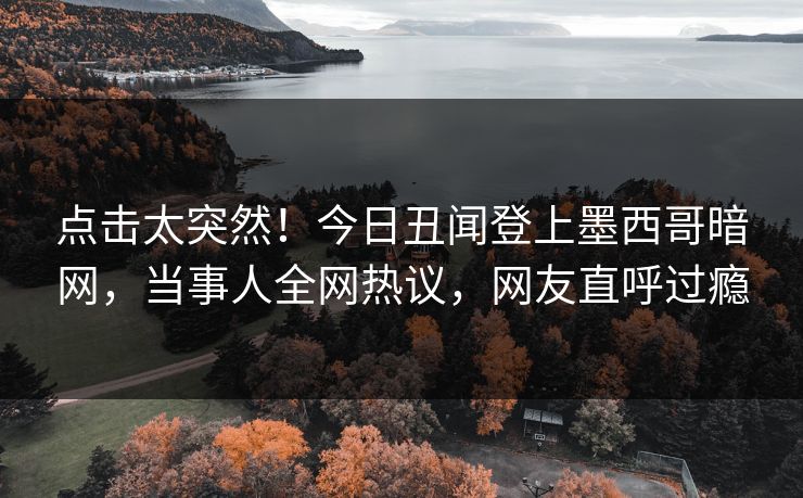 点击太突然！今日丑闻登上墨西哥暗网，当事人全网热议，网友直呼过瘾