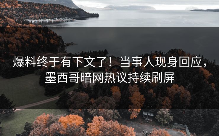 爆料终于有下文了！当事人现身回应，墨西哥暗网热议持续刷屏