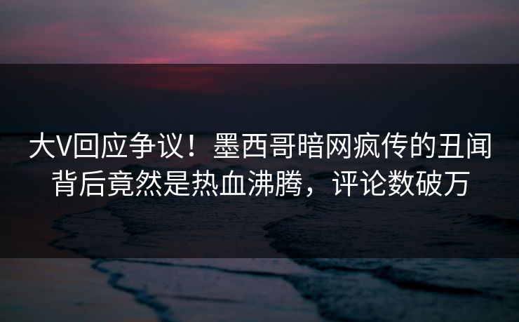 大V回应争议！墨西哥暗网疯传的丑闻背后竟然是热血沸腾，评论数破万
