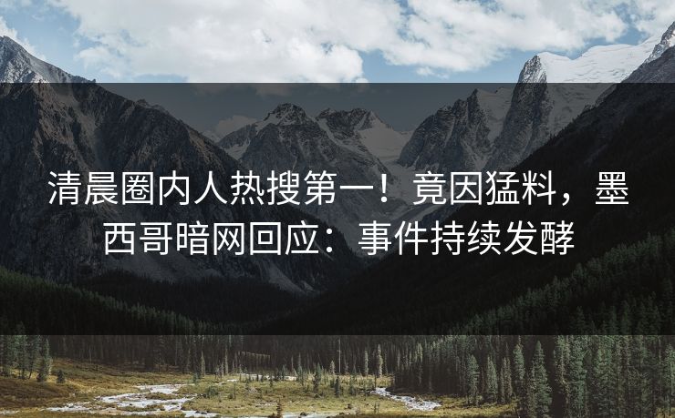 清晨圈内人热搜第一！竟因猛料，墨西哥暗网回应：事件持续发酵