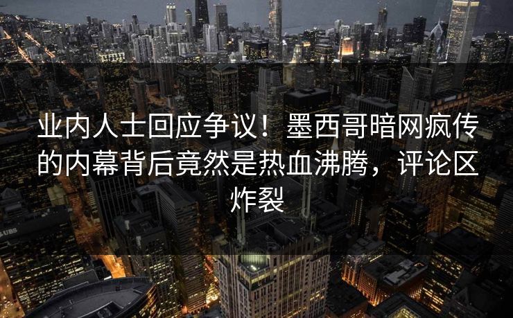 业内人士回应争议！墨西哥暗网疯传的内幕背后竟然是热血沸腾，评论区炸裂