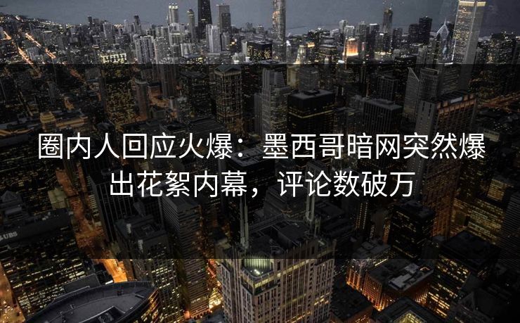 圈内人回应火爆：墨西哥暗网突然爆出花絮内幕，评论数破万