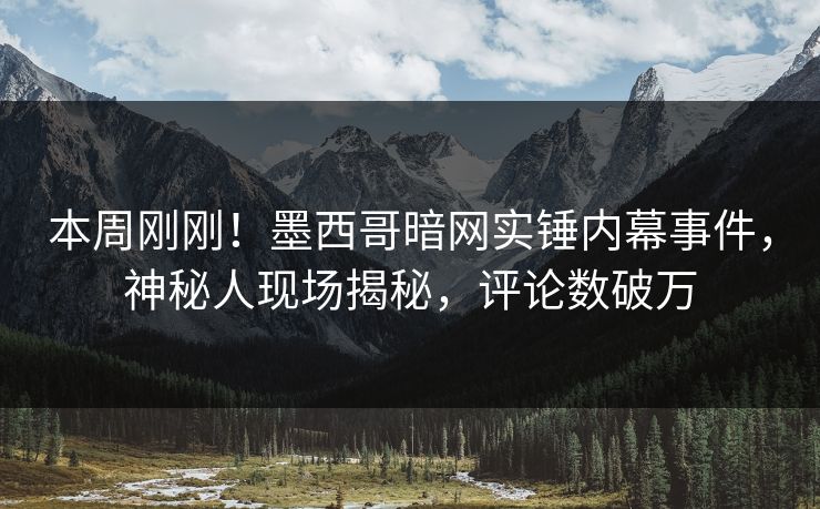 本周刚刚！墨西哥暗网实锤内幕事件，神秘人现场揭秘，评论数破万
