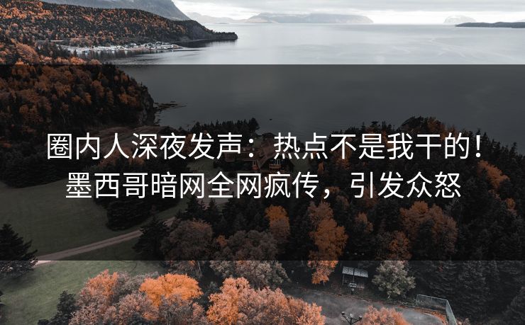 圈内人深夜发声：热点不是我干的！墨西哥暗网全网疯传，引发众怒