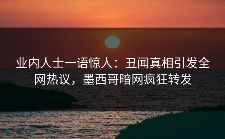 业内人士一语惊人：丑闻真相引发全网热议，墨西哥暗网疯狂转发
